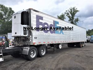Refrigerated Multi use Semi Trailer. 2002 aluminum Great Dane refrigerated semi trailer van 53'x 102". This trailer is equipped with a Leyman's 6 thousand pound capacity aluminum hydraulic lift gate. The trailer has air ride air slide suspension and a Thermo King Whisper 200 refrigeration unit. The reefer unit has 17'840 hours. It runs and cools very well. it has super seal loading doors. Inside the trailer has 5 E racks on each side and overhead lights. Corrugated aluminum sub floor under wood planking. Several large and small turnbuckles line the floor for strapping and securing connections. This former Fed Ex custom critical refrigerated semi trailer van is a nice clean unit ready to haul just about any kind of load.