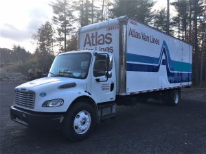 Box Truck Dry Van Freightliner M2 business class with under 155'000 miles. GVWR is 26'000 so "no CDL needed" to operate. It has a Cummins IBS 6 cylinder 6.7 liter diesel motor that puts out 220 horse power. The transmission is an Allision 2100 HS automatic. The dry box is 26 feet long and has a height of 12 feet 6 inches but has three access doors. One set of double doors in the rear of the box van, one single door on the driver side rear of the dry box and two swinging doors on the front passenger side of the dry box for convenient access. There is also a air ride driver seat, heated mirrors, cruse control and AC.