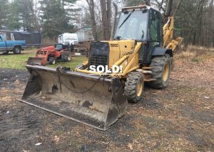 Ford 555-D Loader Backhoe. 1994 model 4 wheel drive backhoe with 5'677 hours. It has a Ford 4.2 liter 4 cylinder engine and 65 net horse power. The transmission is a 4 speed forward and reverse shuttle shift. Working 1 to 1 1/4 yard clam shell front bucket that has a 15 foot dumped bucket clearance. The hoe has a 14' 9" dig depth with a ditching bucket and additional 24" digging bucket. The backhoe also has an enclosed cab with power steering, new alternator installed in 2017, New batteries on 4/20 and new starter on 7/20. Breaks do not work and will need to be repaired. Starts and runs well.