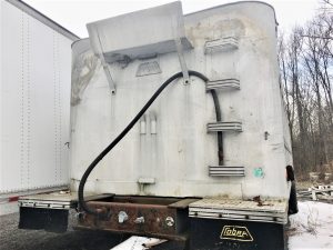 Aluminum end dump trailer for scrapping.