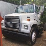 Ford L8000 Straight Truck. 1992 Brazilian model with a 6 cylinder diesel engine and a six speed manual transmission. 12k fronts and 33k rears. 136" from back of cab to center axle. 195.5" to the end of frame from back of cab.