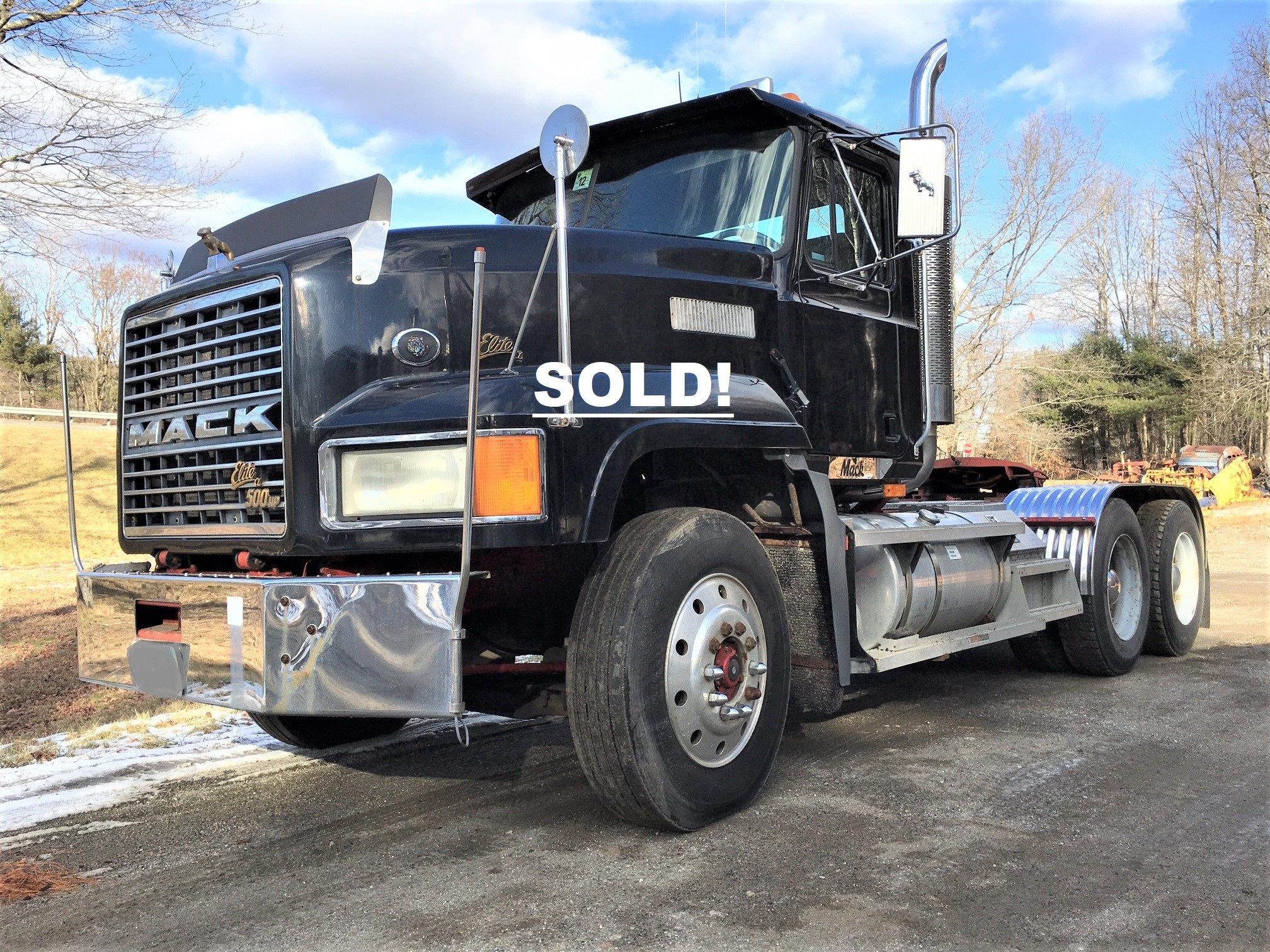 Mack CL713 Semi Tractor. 1999 Mack Elite day cab conventional with a E9-500 V8 diesel engine and 463015 miles. Maxitorque extended range 12 speed splitter transmission. Rear axle power divider. 12k front suspension. Hendrickson air ride rear suspension with 44k lbs. rears and 4.42 ratio.  187" inch wheelbase. Double frame. PTO and dual wetline setup. Engine break. Air ride drivers seat. Heat and A/C.