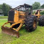 John Deere 640D Log Skidder: 1987 JD 640d cable log skidder with a John Deere 6-414t engine re-sleeved in the early 2000s. It has 28,632 total hours on the machine. The transmission is a power shift with 8 forward and 4 reverse gears. It has articulated frame steering. The foot brake is a week and may need attention. The hand brake works fine. The John Deere 640d logging skidder is chained up! It has an operating weight of 20,180 lbs, a wheelbase of 113 inches, and a 19.2-inch clearance.