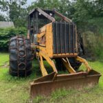 John Deere 640D Log Skidder: 1987 JD 640d cable log skidder with a John Deere 6-414t engine re-sleeved in the early 2000s. It has 28,632 total hours on the machine. The transmission is a power shift with 8 forward and 4 reverse gears. It has articulated frame steering. The foot brake is a week and may need attention. The hand brake works fine. The John Deere 640d logging skidder is chained up! It has an operating weight of 20,180 lbs, a wheelbase of 113 inches, and a 19.2-inch clearance.