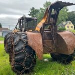 John Deere 640D Log Skidder: 1987 JD 640d cable log skidder with a John Deere 6-414t engine re-sleeved in the early 2000s. It has 28,632 total hours on the machine. The transmission is a power shift with 8 forward and 4 reverse gears. It has articulated frame steering. The foot brake is a week and may need attention. The hand brake works fine. The John Deere 640d logging skidder is chained up! It has an operating weight of 20,180 lbs, a wheelbase of 113 inches, and a 19.2-inch clearance.