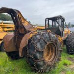 John Deere 640D Log Skidder: 1987 JD 640d cable log skidder with a John Deere 6-414t engine re-sleeved in the early 2000s. It has 28,632 total hours on the machine. The transmission is a power shift with 8 forward and 4 reverse gears. It has articulated frame steering. The foot brake is a week and may need attention. The hand brake works fine. The John Deere 640d logging skidder is chained up! It has an operating weight of 20,180 lbs, a wheelbase of 113 inches, and a 19.2-inch clearance.