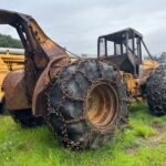 John Deere 640D Log Skidder: 1987 JD 640d cable log skidder with a John Deere 6-414t engine re-sleeved in the early 2000s. It has 28,632 total hours on the machine. The transmission is a power shift with 8 forward and 4 reverse gears. It has articulated frame steering. The foot brake is a week and may need attention. The hand brake works fine. The John Deere 640d logging skidder is chained up! It has an operating weight of 20,180 lbs, a wheelbase of 113 inches, and a 19.2-inch clearance.