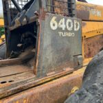 John Deere 640D Log Skidder: 1987 JD 640d cable log skidder with a John Deere 6-414t engine re-sleeved in the early 2000s. It has 28,632 total hours on the machine. The transmission is a power shift with 8 forward and 4 reverse gears. It has articulated frame steering. The foot brake is a week and may need attention. The hand brake works fine. The John Deere 640d logging skidder is chained up! It has an operating weight of 20,180 lbs, a wheelbase of 113 inches, and a 19.2-inch clearance.