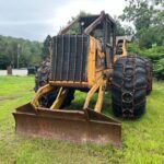 John Deere 640D Log Skidder: 1987 JD 640d cable log skidder with a John Deere 6-414t engine re-sleeved in the early 2000s. It has 28,632 total hours on the machine. The transmission is a power shift with 8 forward and 4 reverse gears. It has articulated frame steering. The foot brake is a week and may need attention. The hand brake works fine. The John Deere 640d logging skidder is chained up! It has an operating weight of 20,180 lbs, a wheelbase of 113 inches, and a 19.2-inch clearance.