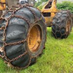 John Deere 640D Log Skidder: 1987 JD 640d cable log skidder with a John Deere 6-414t engine re-sleeved in the early 2000s. It has 28,632 total hours on the machine. The transmission is a power shift with 8 forward and 4 reverse gears. It has articulated frame steering. The foot brake is a week and may need attention. The hand brake works fine. The John Deere 640d logging skidder is chained up! It has an operating weight of 20,180 lbs, a wheelbase of 113 inches, and a 19.2-inch clearance.