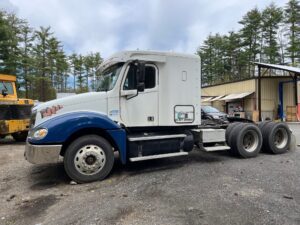 2005 Freightliner Columbia Semi Truck. This truck has a DD14 Detroit Diesel Series 600 engine with broken teeth on the timing gear. It will need a new timing gear and an upper-end rebuild.  It is equipped with an Eaton Fuller 10-speed transmission. Other features include aluminum bud wheels, Tires that are about 80%, New brakes, an engine brake, cruise control, air-ride driver's seat, and heated mirrors.