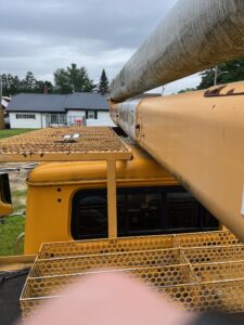 For sale, 2000 International 4900 forestry bucket truck.