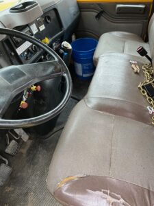 2000 International 4900 bucket truck for sale.
