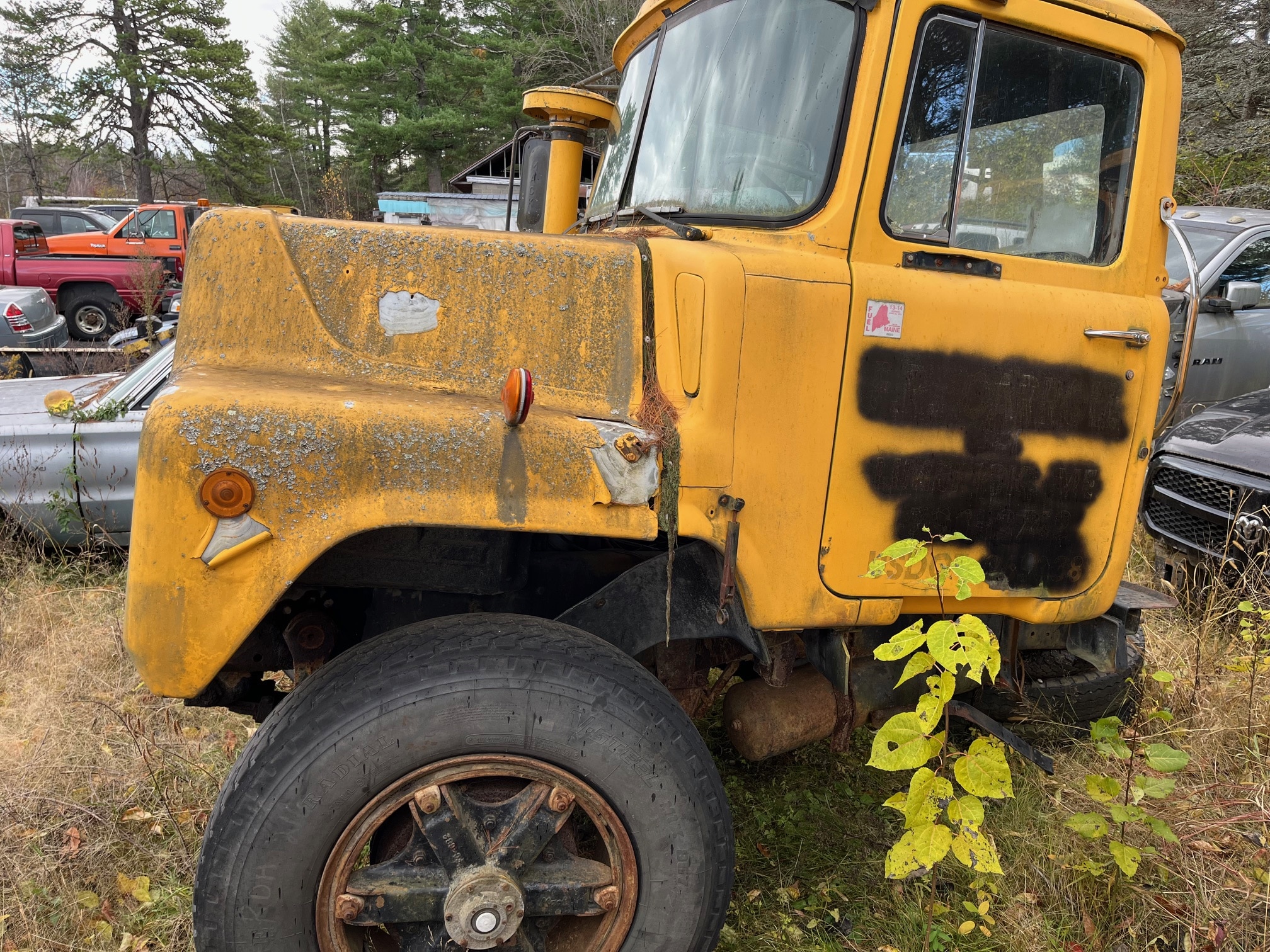 1973 Mack cab, motor, and 6 speed transmission for sale.