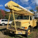 International bucket truck. 167,600 miles. 50-foot boom. Automatic transmission. For sale.